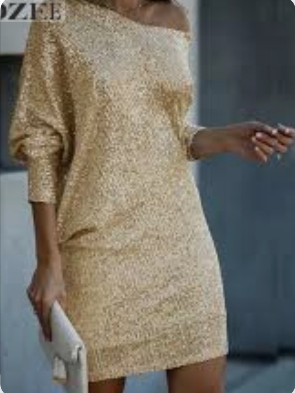 Gold Sequin Women's Party Dress